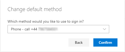 Screenshot showing the option to select your preferred default sign-in method Screenshot showing the option to select your preferred default sign-in method
