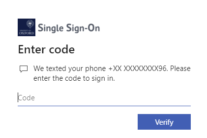 Screenshot asking you to enter the text message code Screenshot asking you to enter the text message code