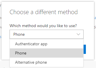 Screenshot showing the drop-down menu where you choose 'Phone' Screenshot showing the drop-down menu where you choose 'Phone'