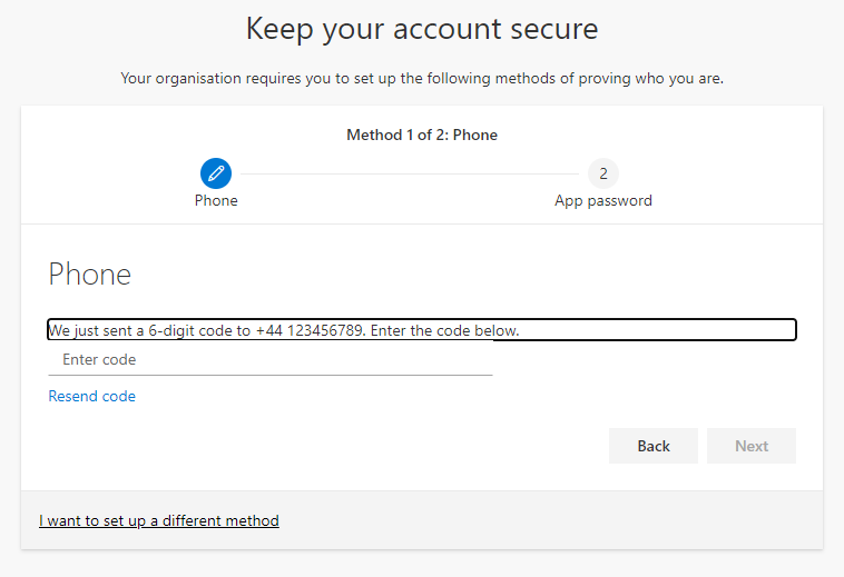Screenshot showing a message informing you that the system has sent a six digit code to the number registered Screenshot showing a message informing you that the system has sent a six digit code to the number registered
