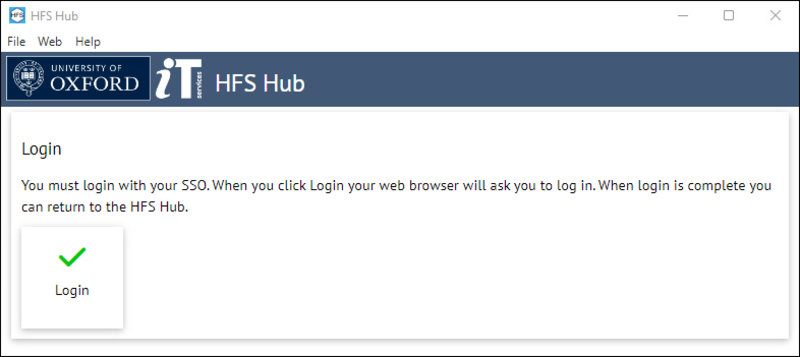 HFS Hub login prompt