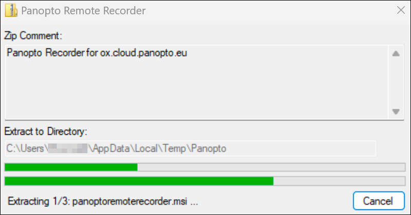 screenshot of the remote recorder installation step1